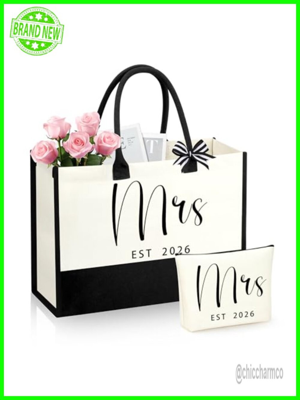 Mrs Tote Bag Set Cotton Canvas Bridal Shower Gift Bride Weekend Bag